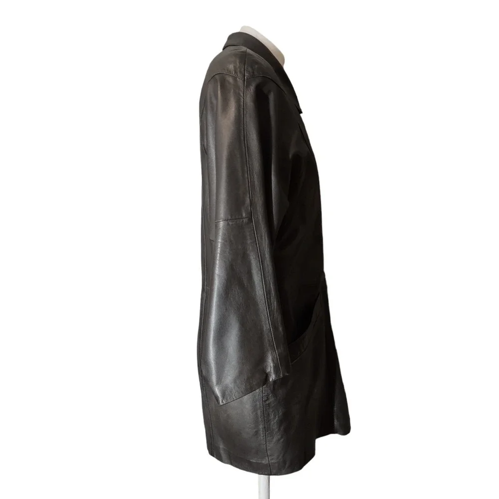 Boundary Waters Leather Coat S Mens Vintage Grunge Edgy Streetwear Black Jacket